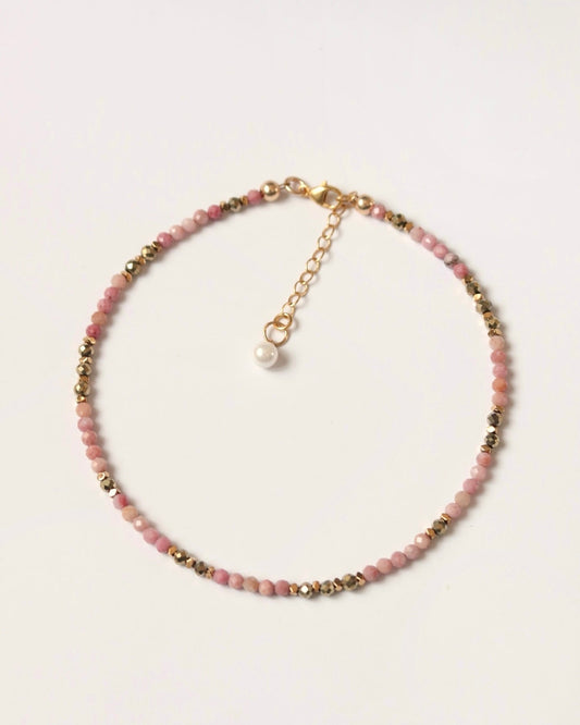 bracelet de cheville fin rose résistant à l'eau